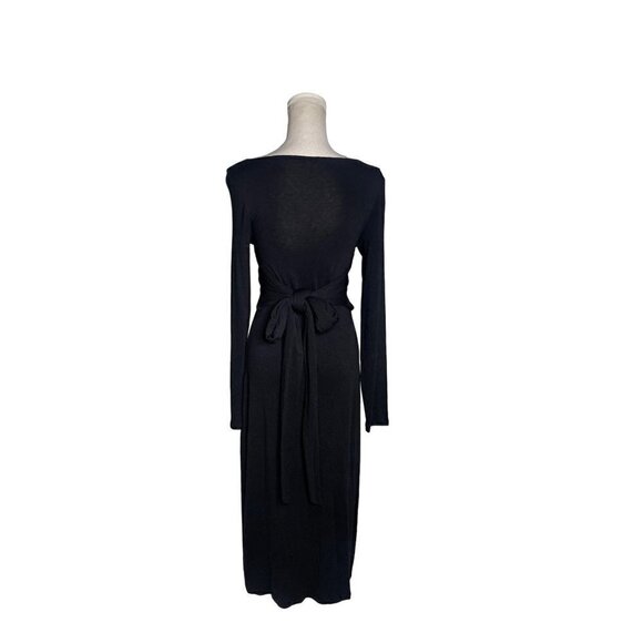 Vince Long Sleeve Wrap Midi Dress Black Womens Size Medium - Picture 8 of 13